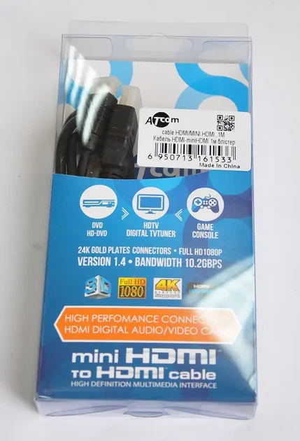 Кабель ATCOM HDMI - mini HDMI 1m 6153 - Фото 3 Кабель ATCOM HDMI - mini HDMI 1m 6153 - изображение 3