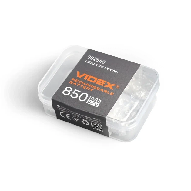 Акумулятор літієвий Videx Li-pol VLF-B902540-85 850mAh до ліхтарів VLF-H015 та VLF-H085 (40*25*9 mm) - Фото 2 Акумулятор літієвий Videx Li-pol VLF-B902540-85 850mAh до ліхтарів VLF-H015 та VLF-H085 (40*25*9 mm) - изображение 2