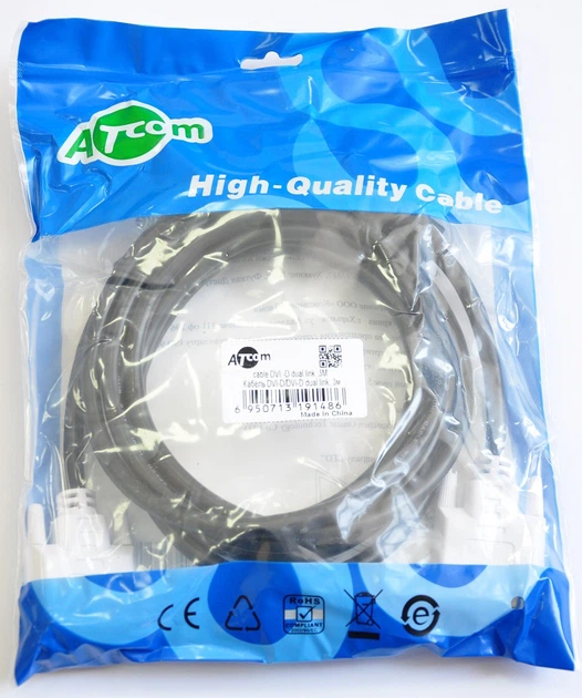Кабель ATCOM DVI-DVI 24/24pin 3.0m чорний 9148 - зображення 2