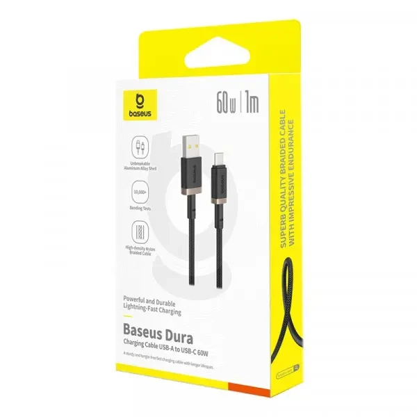 Кабель Power Delivery Baseus USB - Type-C Dura Series PD60W 1m Black-gold P10377802U01-00 - изображение 2