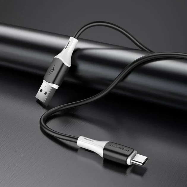Кабель BOROFONE USB to Type-C BX79 silicone 3A 1m чорний - Фото 3 Кабель BOROFONE USB to Type-C BX79 silicone 3A 1m чорний - изображение 3