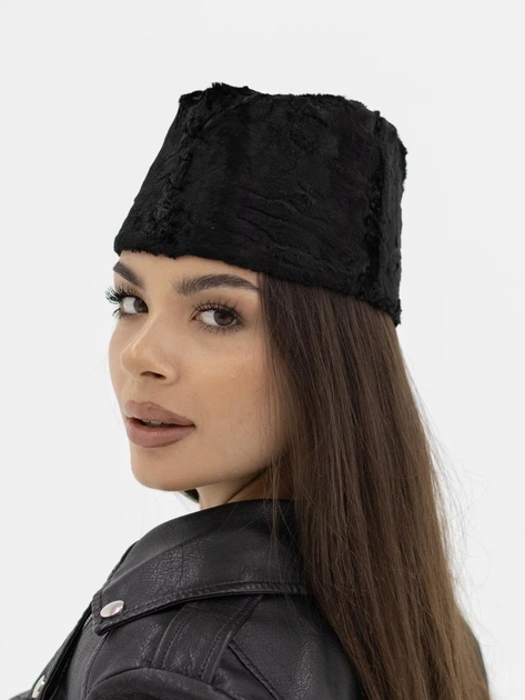 Пилотка из меха Каракуль D.Hats черного цвета - изображение 5