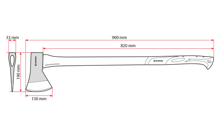 Топор, 1250 г, ручка из фибергласса INTERTOOL HT-0264 - изображение 11