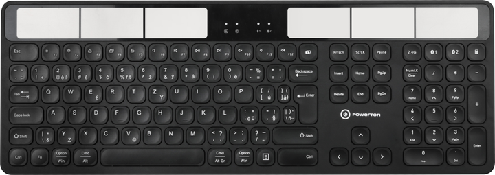 Klawiatura bezprzewodowa Powerton SolarSlim Multi-Device Bluetooth Black (WPKBSS-B CZSK) - obraz 1