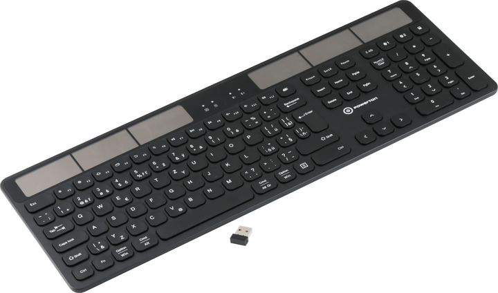 Klawiatura bezprzewodowa Powerton SolarSlim Multi-Device Bluetooth Black (WPKBSS-B CZSK) - obraz 5