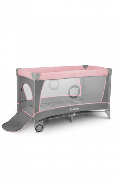 Ліжечко-манеж Lionelo Flower Flamingo 84 х 125 х 41 см - рожево-сірий - изображение 3