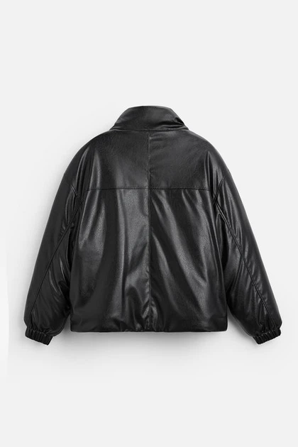 Стьобана куртка зі штучної шкіри Zara L чорний 4695\406\800