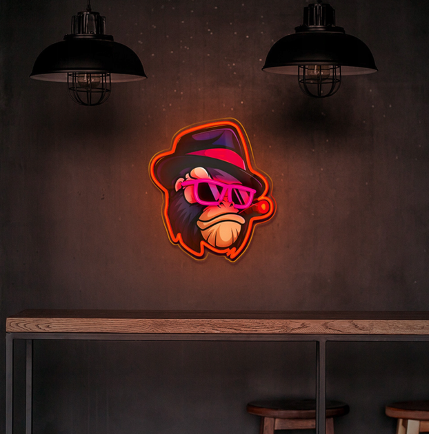 Dekoracyjny neon LED szyld Forever Light GANGSTA MONKEY 35 x 31 cm (RTV100239) - obraz 4