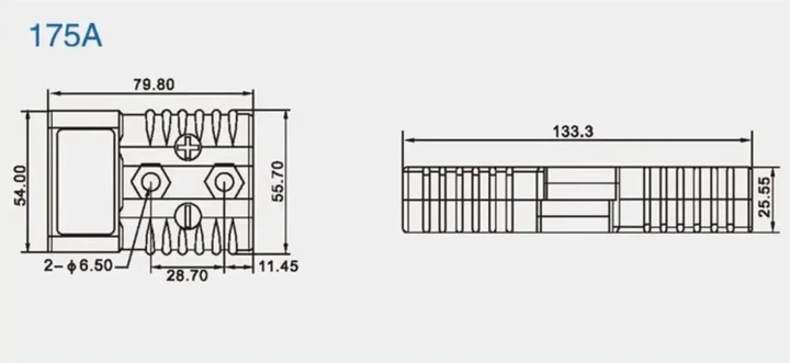 Разъем питания для аккумулятора Anderson 175А - серый - изображение 2