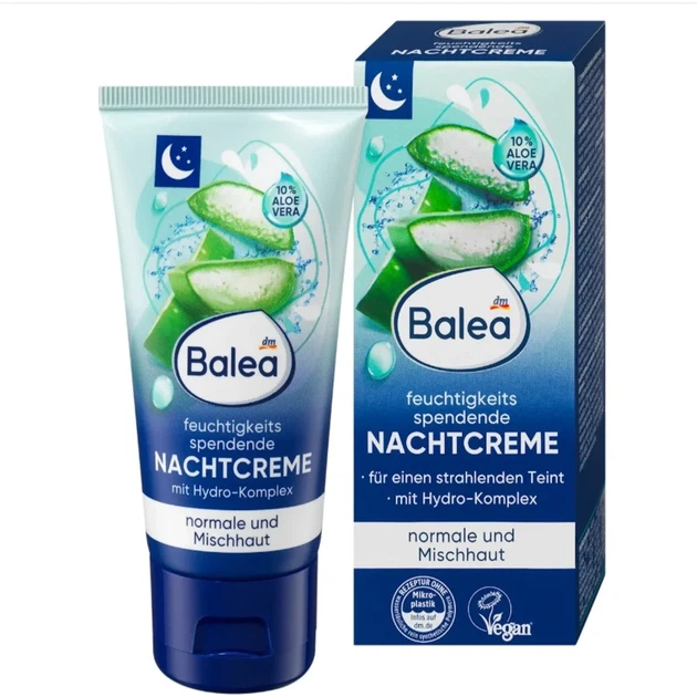 Ночной увлажняющий крем для лица Balea nachtecreme с 10% алоэ вера, 50 мл - изображение 2