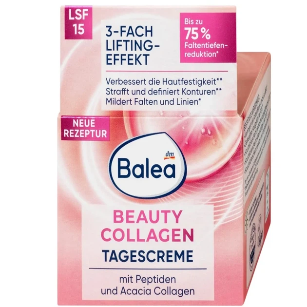 Дневной антивозрастной крем Balea Gesichtscreme Beauty Collagen с коллагеном и пептидами SPF 15, 50 мл - изображение 3