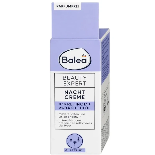 Ночной крем Balea Nachtcreme Beauty Expert с ретинолом 0,3%, 2% бакучиола, 30 мл - изображение 3
