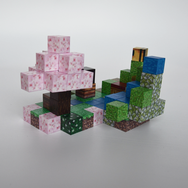Магнитный конструктор Minecraft Майнкрафт Сакура 94 блоков 5 случайных фигурок - Фото 3 Магнитный конструктор Minecraft Майнкрафт Сакура 94 блоков 5 случайных фигурок - изображение 3
