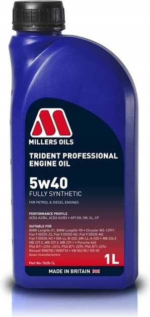 Olej silnikowy Millers Oils Trident Professional 5W40 1 l (5024081762515) - obraz 1