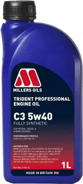 Olej silnikowy Millers Oils Trident Professional 5W40 1 l (5024081612414) - obraz 1