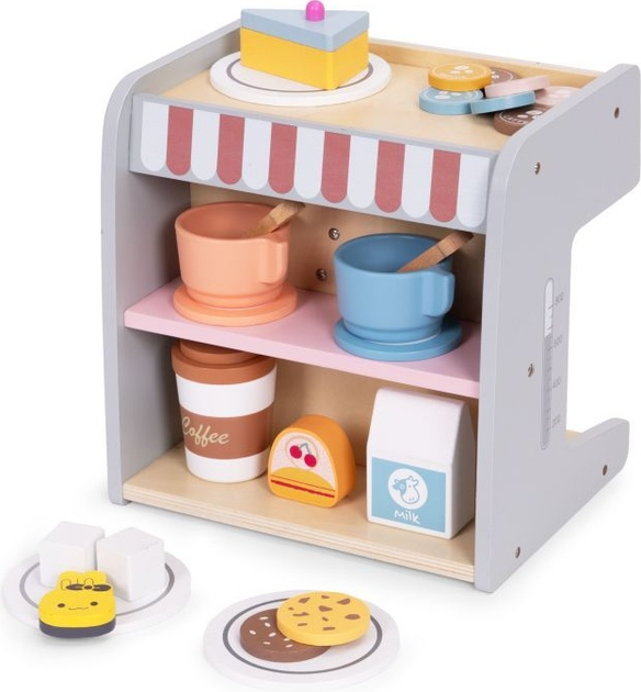 Дерев'яний ігровий набір EcoToys Кавомашина 2 в 1 26 предметів HM328245 (5905817007264) - зображення 4