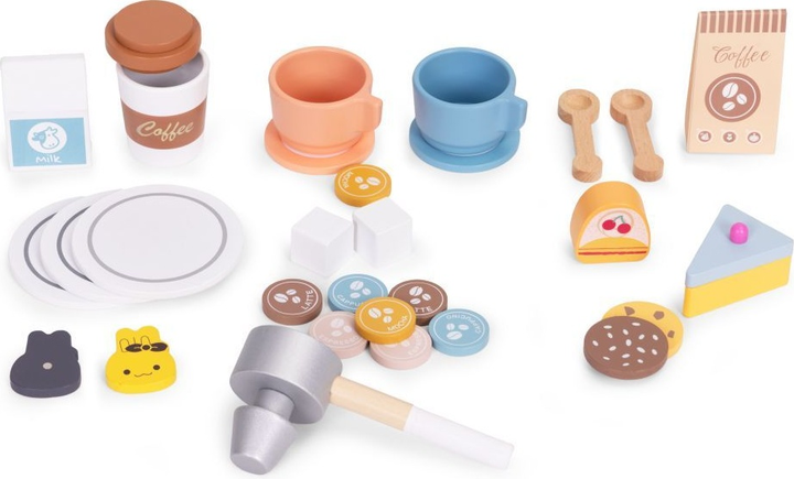 Дерев'яний ігровий набір EcoToys Кавомашина 2 в 1 26 предметів HM328245 (5905817007264) - зображення 5