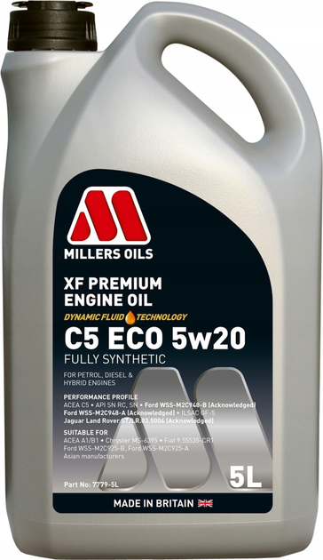 Olej silnikowy Millers Oils XF Premium 5W20 5 l (5024081777953) - obraz 1