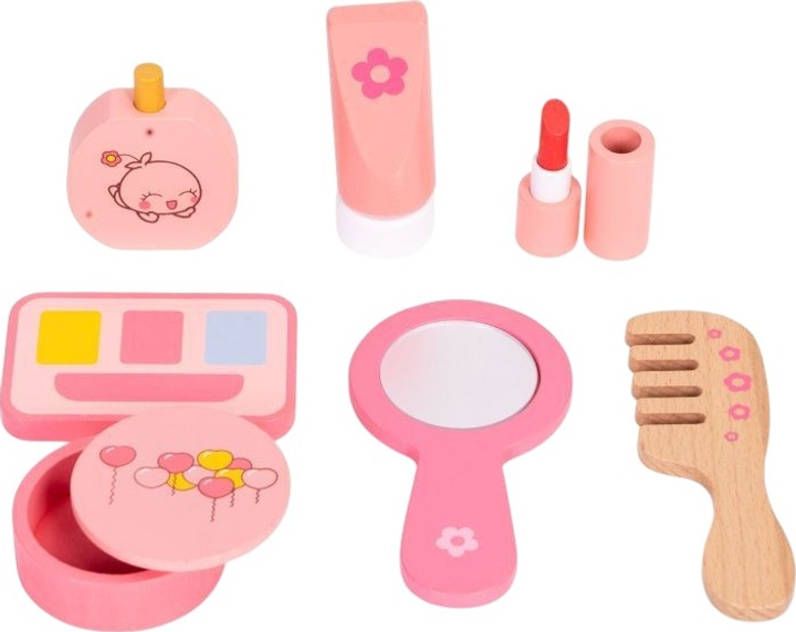 Drewniany zestaw do zabawy EcoToys Toaletka z lustrem i szufladą 7 elementów HM262160 (5905817007271) - obraz 5