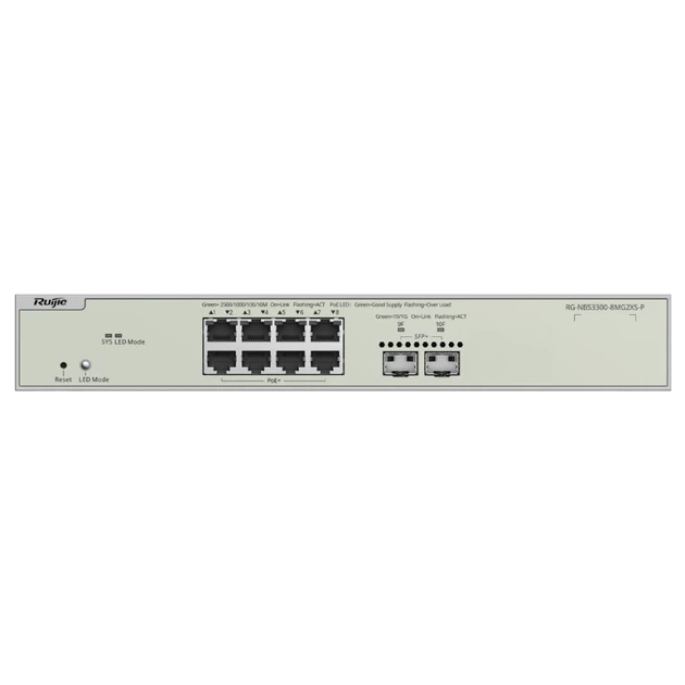 Коммутатор 10 портов управляемый Ruijie RG-NBS3300-8MG2XS-P PoE - изображение 2