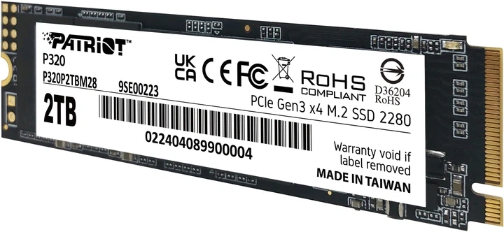SSD диск M.2 Patriot P320 2TB NVMe 2280 Gen3.0 x4 3D TLC P320P2TBM28 - изображение 3