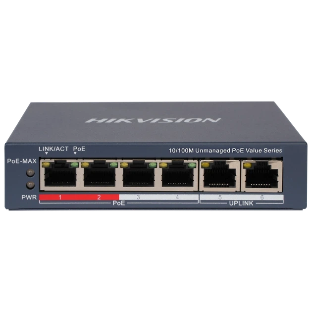Коммутатор 6 портов неуправляемый Hikvision DS-3E0106P-E/M(B) POE - Фото 1 Коммутатор 6 портов неуправляемый Hikvision DS-3E0106P-E/M(B) POE - изображение 1