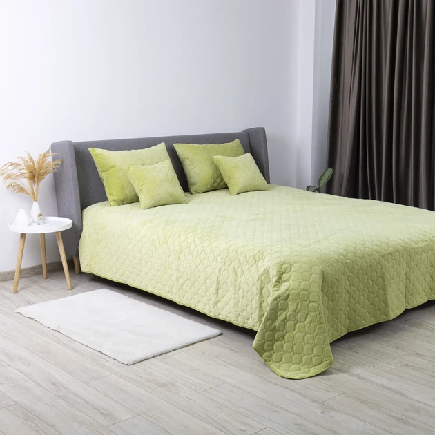 Покрывало ТЕП "VELOUR" Салатовое/Ромб прямой, 220x240 – комфортный стиль (4-00517_21934) - изображение 4