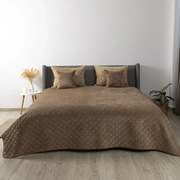 Покрывало ТЕП "VELOUR" Капучино/Ромб круглый, 240x260 - изображение 2