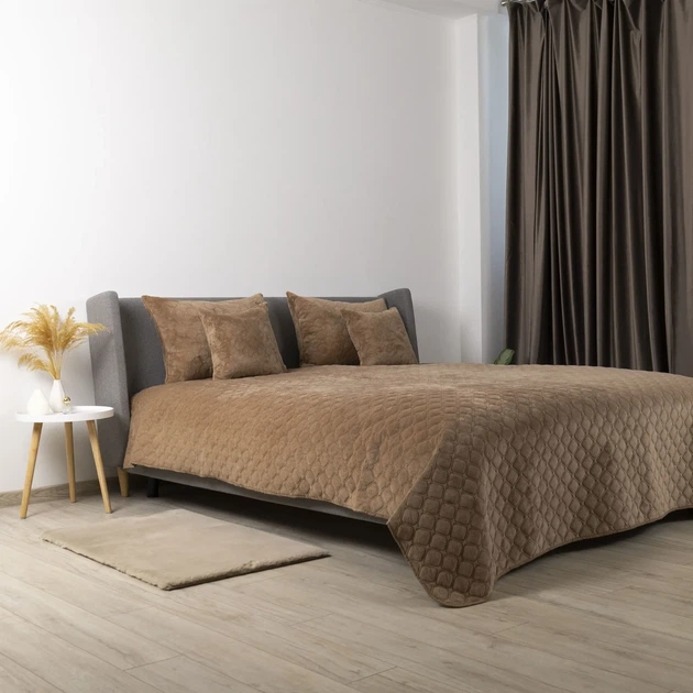 Покрывало ТЕП "VELOUR" Капучино/Ромб круглый, 240x260 - изображение 4