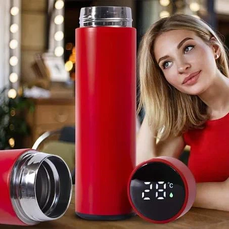 Термос T-Bottle 919 з індикатором температури червоний - зображення 4