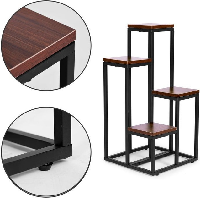 Stojak na kwiaty ModernHome by Multistore 4 półki Ciemny orzech (PJJPS0011 DARK) - obraz 5