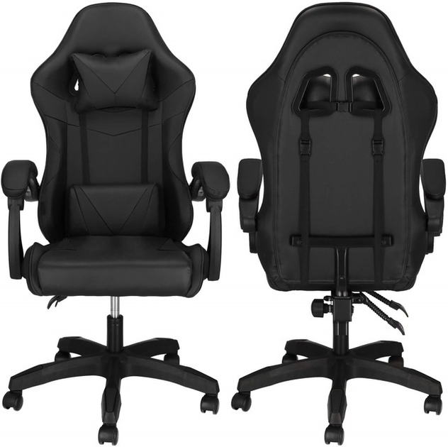 Fotel gamingowy Springos HF0035 Czarny (5908455301046) - obraz 3