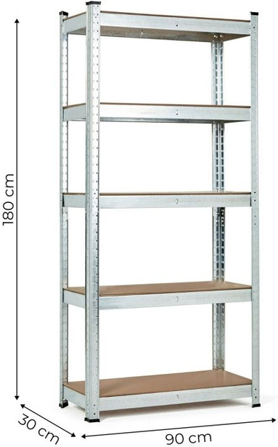 Стелаж металевий ModernHome by Multistore G9030A 180 x 90 x 30 см Срібний (5905817006656) - зображення 14