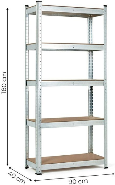 Стелаж металевий ModernHome by Multistore G9040A 180 x 90 x 40 см Срібний (5905817006687) - зображення 13