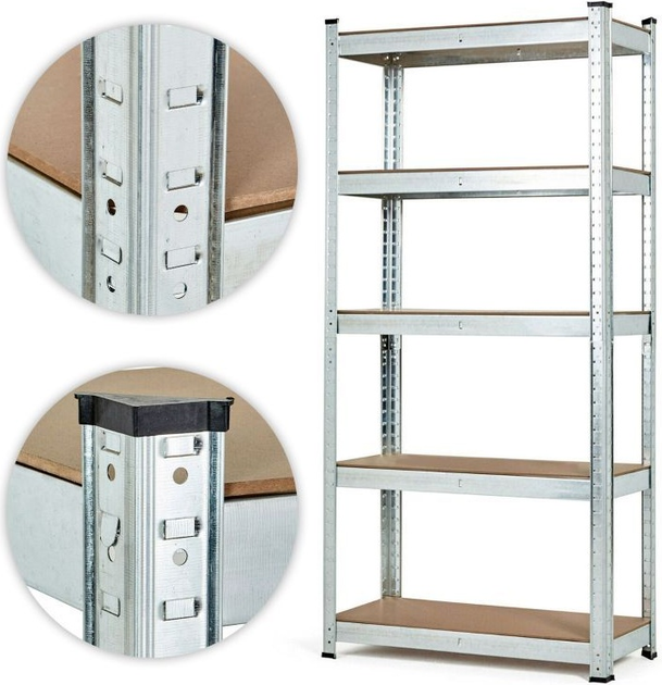 Стелаж металевий ModernHome by Multistore G12045 205 x 120 x 45 см Срібний (5905817006694) - зображення 2