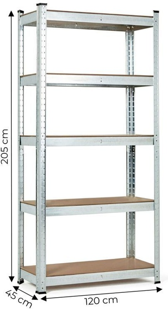 Стелаж металевий ModernHome by Multistore G12045 205 x 120 x 45 см Срібний (5905817006694) - зображення 11