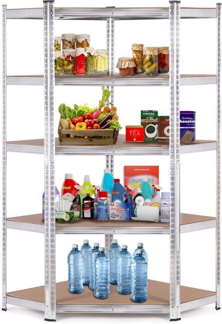 Стелаж металевий кутовий ModernHome by Multistore G9040C 180 x 90 x 40 см Срібний (5905817006717) - зображення 6