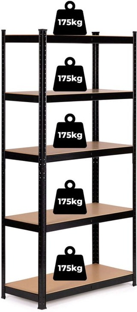 Стелаж металевий ModernHome by Multistore G9040B 180 x 90 x 40 см Чорний (5905817006670) - зображення 8