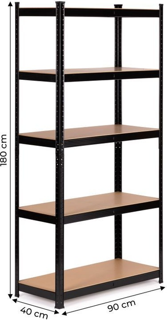 Стелаж металевий ModernHome by Multistore G9040B 180 x 90 x 40 см Чорний (5905817006670) - зображення 11