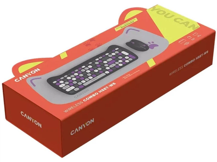 Комплект (клавіатура, миша) Canyon HSET-W6 Kitty Edition Violet (CNS-HSETW6VT) - изображение 6