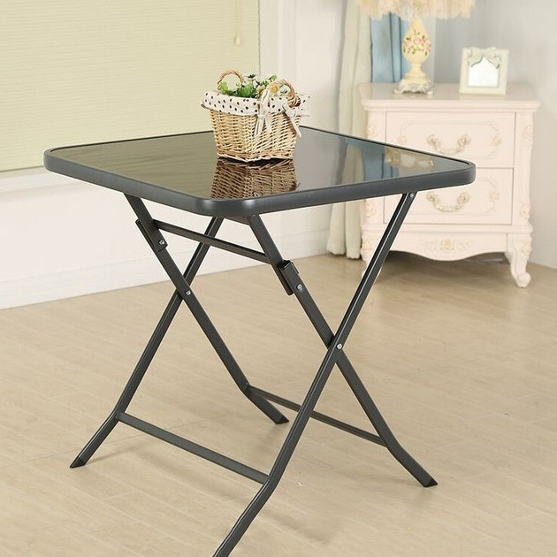 Садовий стіл ModernHome by Multistore скляний складний Чорний SC-091A (5903089060178) - зображення 8