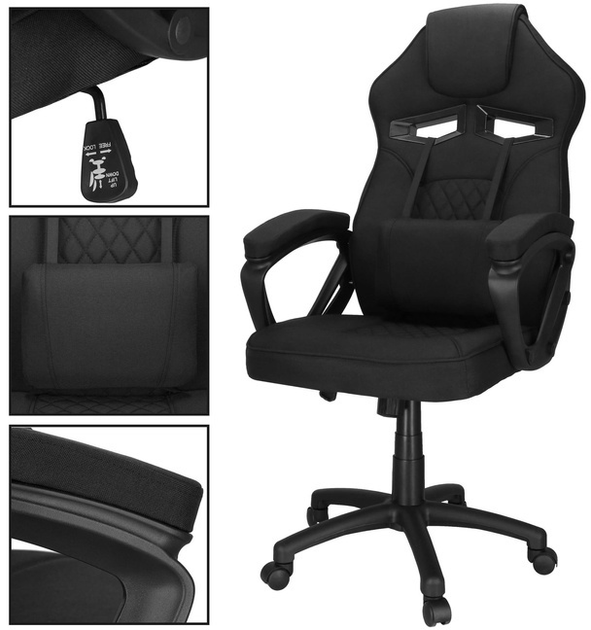 Fotel gamingowy Springos HF0036 Czarny (5908455301053) - obraz 5