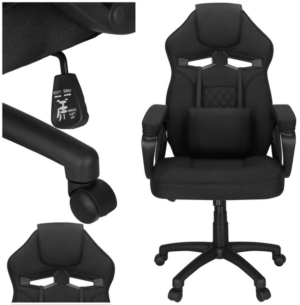 Fotel gamingowy Springos HF0036 Czarny (5908455301053) - obraz 6