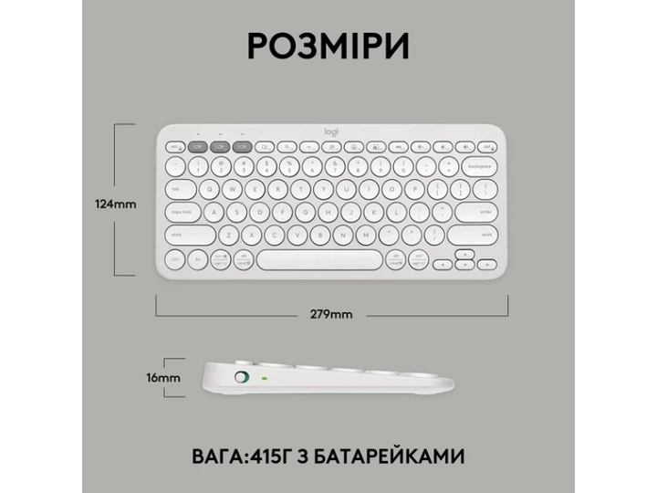Клавіатура Logitech Pebble Keys 2 K380s Tonal White UA (920-011852) - изображение 5