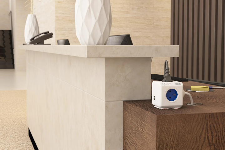 Rozgałęźnik sieciowy Allocacoc PowerCube Extended 2x USB, 4x type E (FR) 1.5 m Blue (2402BL/FREUPC) - obraz 4