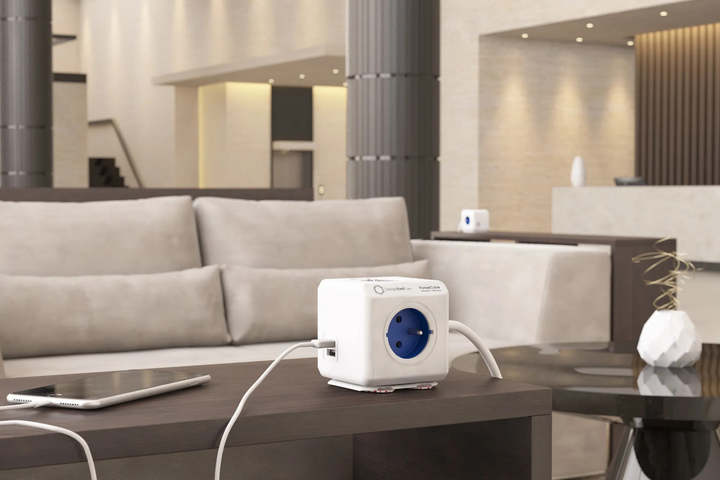 Rozgałęźnik sieciowy Allocacoc PowerCube Extended 2x USB, 4x type E (FR) 1.5 m Blue (2402BL/FREUPC) - obraz 6