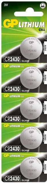 Батарейка GP Lithium Button Cell CR2430 3V 5 шт. (4891199001154) - зображення 1