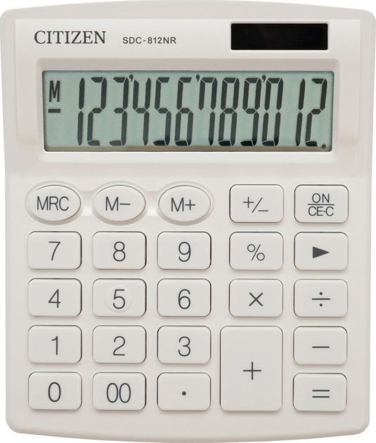 Калькулятор Citizen 12-розрядний White (SDC812NRWHE) - зображення 1