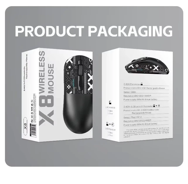 Компьютерная мышь T-WOLF X8 беспроводная, бесшумная 2,4G+Bluetooth Black - Фото 3 Компьютерная мышь T-WOLF X8 беспроводная, бесшумная 2,4G+Bluetooth Black - изображение 3