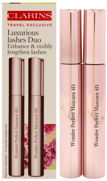 Tusz do rzęs Clarins Wonder Perfect 4D wydłużający 2 szt x 8 ml Czarny (3666057156243) - obraz 2